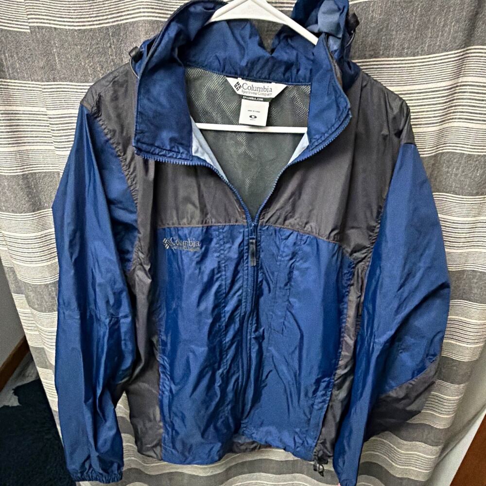 Columbia Men’s M Blue/Gray Colorblock Hooded Lightweight Lined Zip Jacket